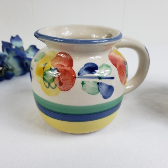 Shabby Chic Creamer And Sugar Bowl Hand Painted Floral Country kitchen  serving